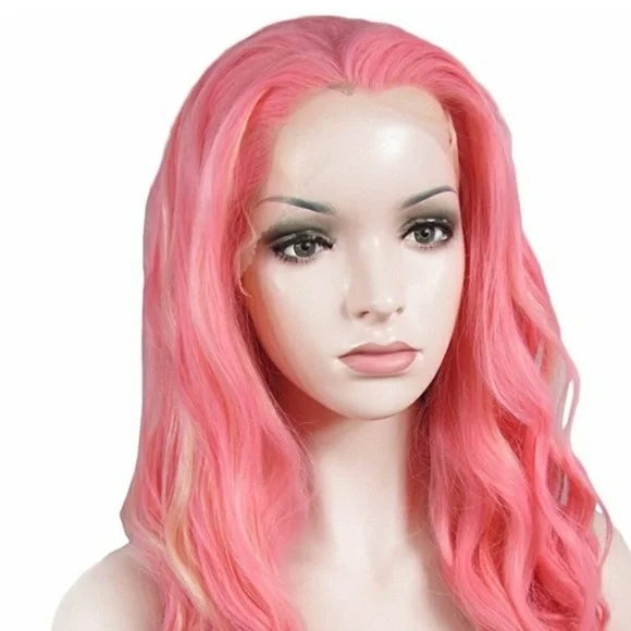 22” Pink Body Wavy LaceFront Wig NEW
